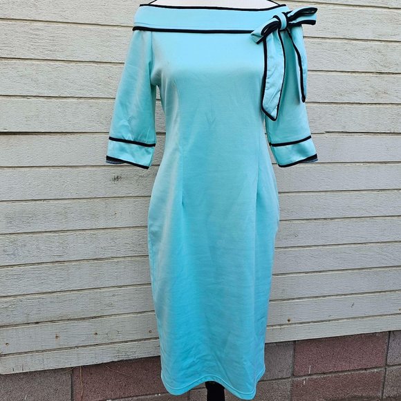 NWT oxiuly fashion vintage recreate sunday dress powder blue Size S - Picture 2 of 7